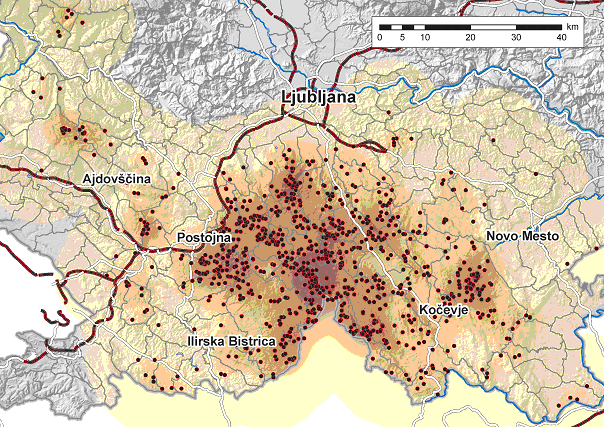 Location of non-invasive samples collected at the end of 2007