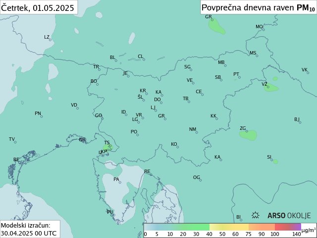 Napoved PM10 za jutri